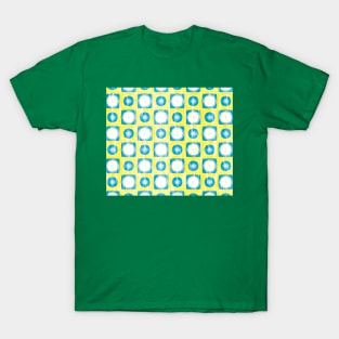 Lemon yellow with white and turquoise small shapes T-Shirt